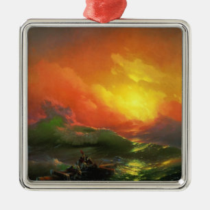 Die neunte Welle (Sturmsee mit rotem Sonnenunterga Ornament Aus Metall