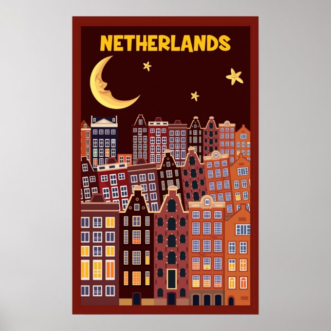 Die Niederlande bei Nacht Poster (Vorne)
