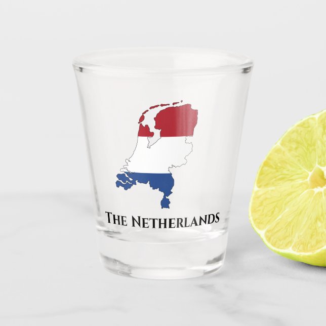 Die niederländische Flaggenkarte Schnapsglas (Vorderseite)