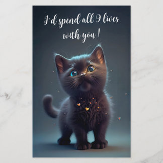 Die niedliche Black Kitten verbringt 9 Leben bei I Briefpapier