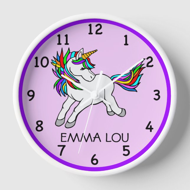 Die Niedliche Einhornmauer-Uhr des Kindes Uhr (Vorderseite)