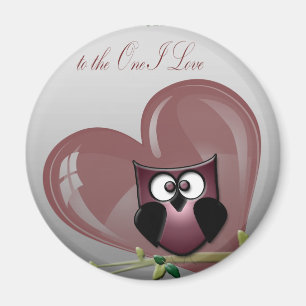 Die niedliche Eule des Valentines zum einem Magnet
