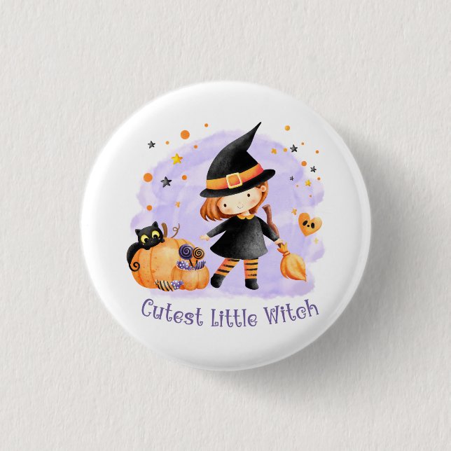 Die Niedliche Hexenmädchenschaltfläche Button (Vorderseite)