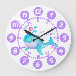 Die niedliche, weiße Uhr der lila Walspurkunst des