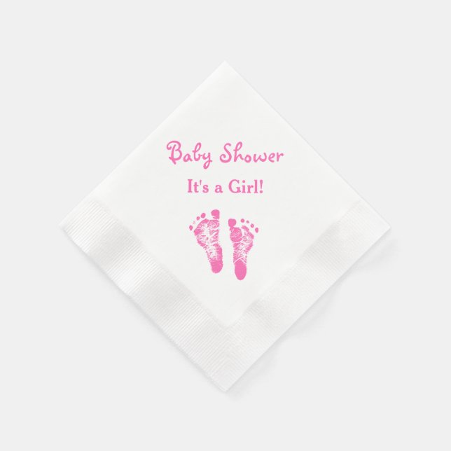 Die Niedlichen Pink-Footprints der Girl Baby Dusch Serviette (Ecke)