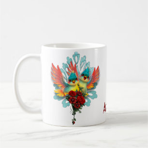 Die niedlichen Vögel guten Spaßes. Kaffeetasse