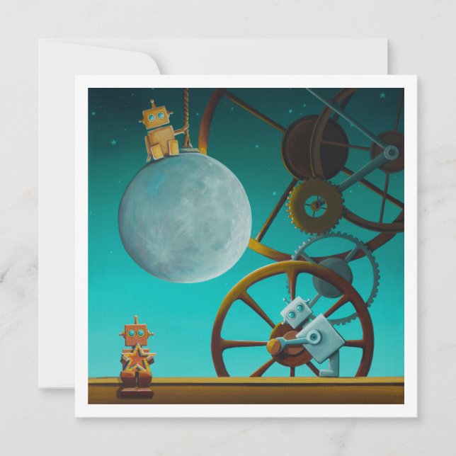 Die Night Shift Moon Roboter - Mini Print (Vorderseite)