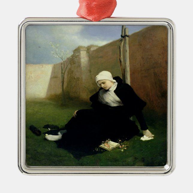 Die Nonne im Kloster-Garten, 1869 Silbernes Ornament (Vorne)