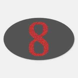 DIE NUMMER 8 IN ROT OVALER AUFKLEBER