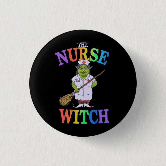 Die Nurse Hexe hat eine unheimlich schöne Hallowee Button (Vorderseite)