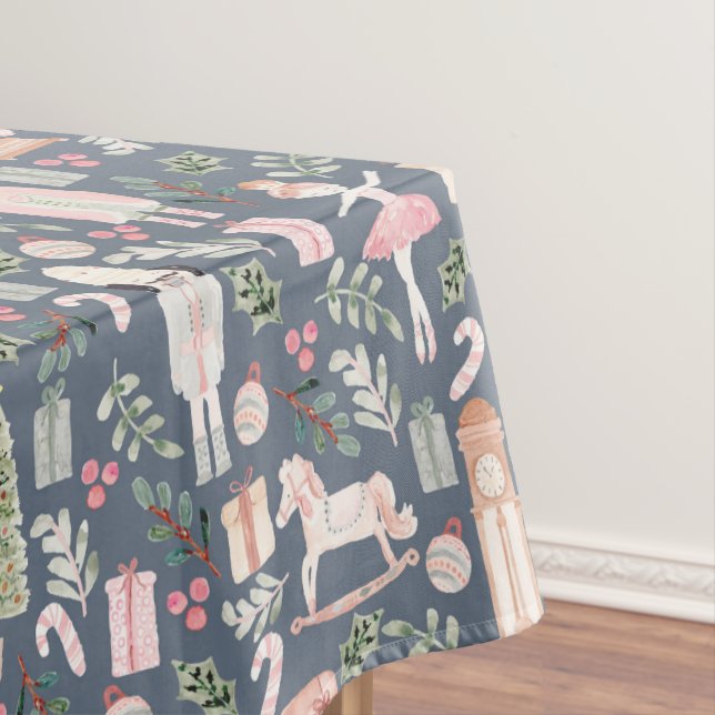 Die Nutcracker Holiday Watercolor ist blau Tischdecke (Beispiel)