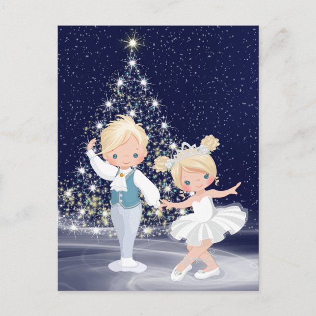Die Nutcracker-Schneekönigin und Cavalier Feiertagspostkarte (Vorderseite)