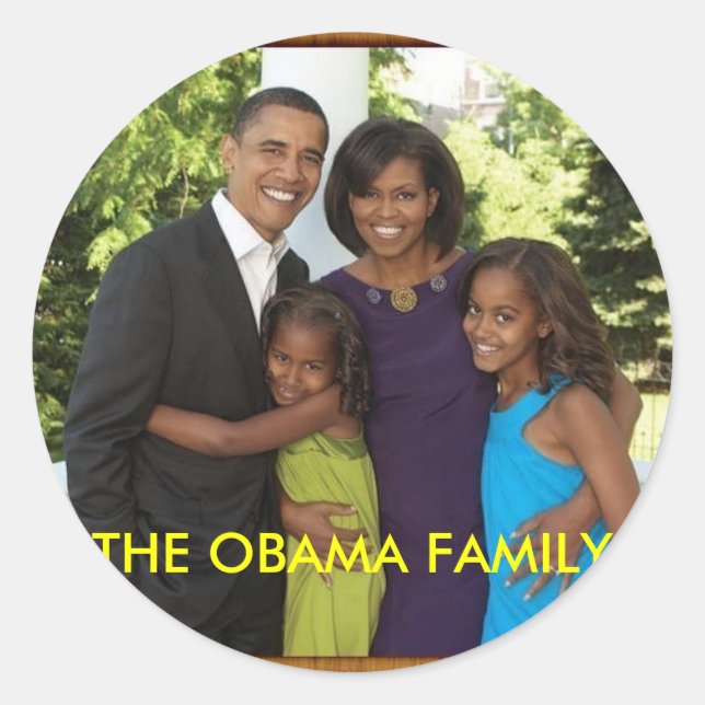 DIE OBAMA-FAMILIE RUNDER AUFKLEBER (Vorderseite)