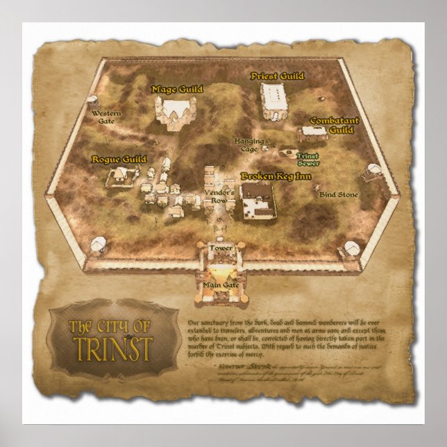 Die Offizielle Karte der Stadt Trinst Poster (Vorne)