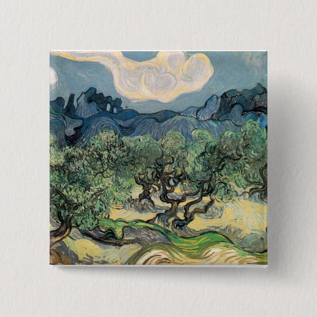 die Olivenbäume, 1889, Vincent van Gogh Button (Vorderseite)