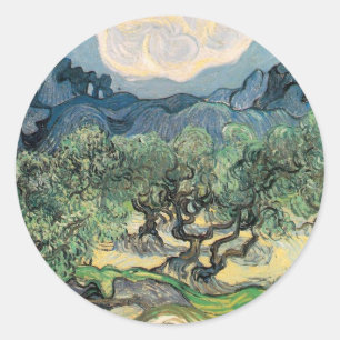 die Olivenbäume, 1889, Vincent van Gogh Runder Aufkleber