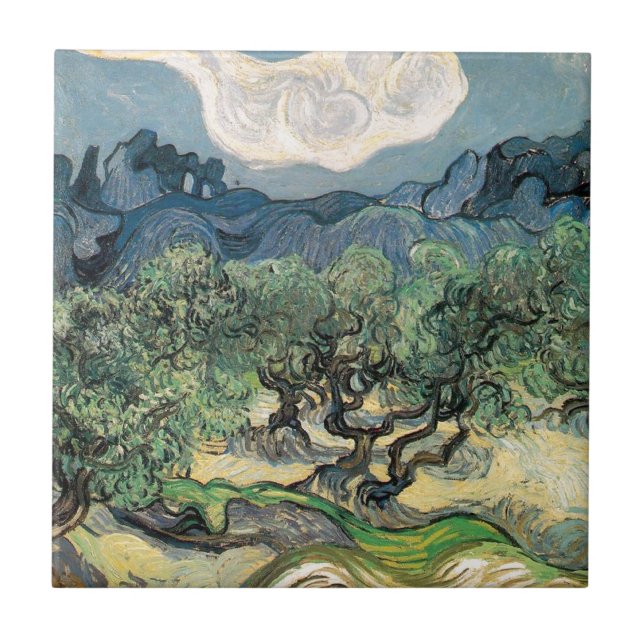 Die Olivenbäume, Vincent van Gogh Fliese (Vorderseite)