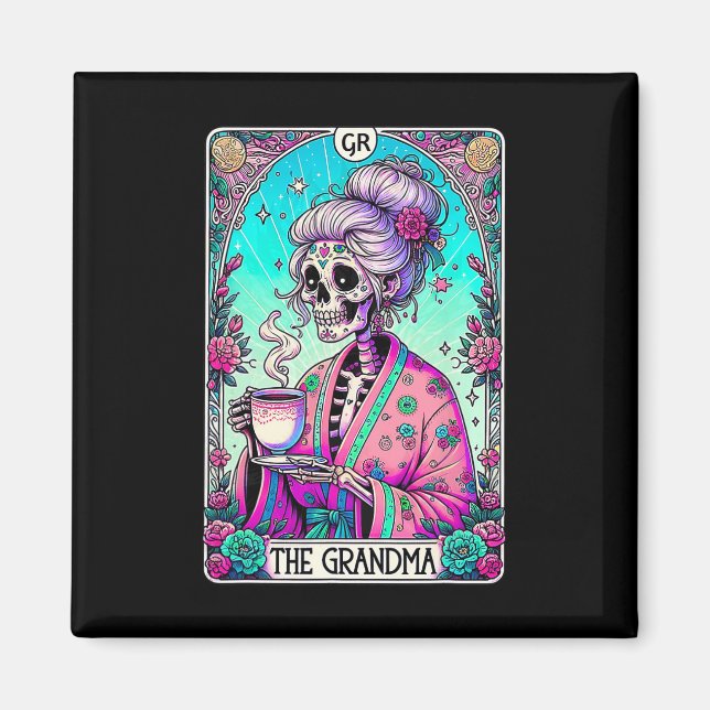 Die Oma Tarot Card Skeleton Mütter Day Hexe Magnet (Vorne)