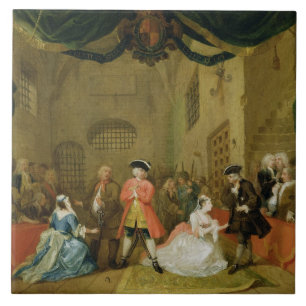 Die Oper des Bettlers, Szene III, Tat XI, 1729 (Ö Fliese