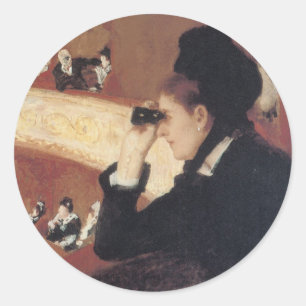 Die Oper von Mary Cassatt, Vintager Impressionismu Runder Aufkleber