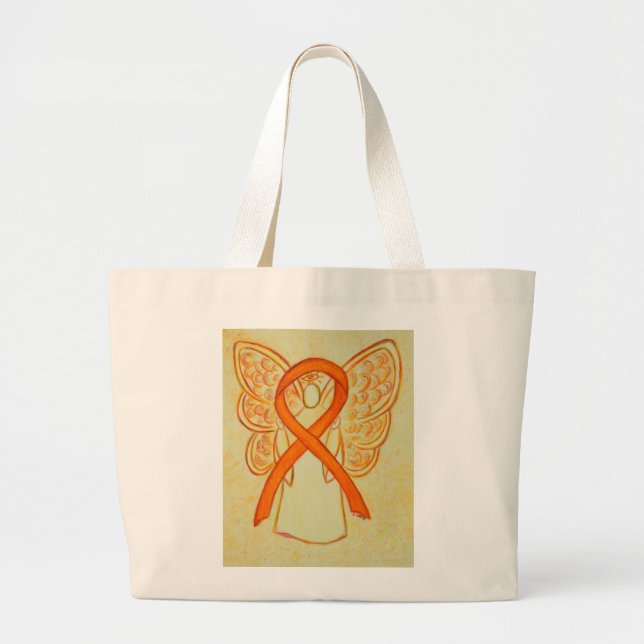 Die Orange Awareness Ribbon Custom Art Toag Jumbo Stoffbeutel (Vorne)