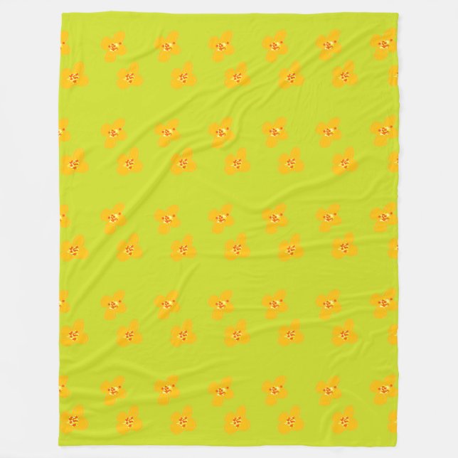 Die orangefarbene Blumen-Decke Fleecedecke (Vorderseite)