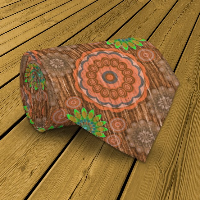 Die Orangen, mit Blumen bestreuten Fäden strukturi Krawatte (Von Creator hochgeladen)