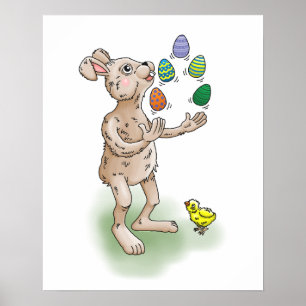 Die Ostersonnenjongliere mit den Ostereiern Poster
