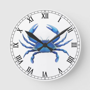 Die östliche blaue Krabben-Uhr Runde Wanduhr