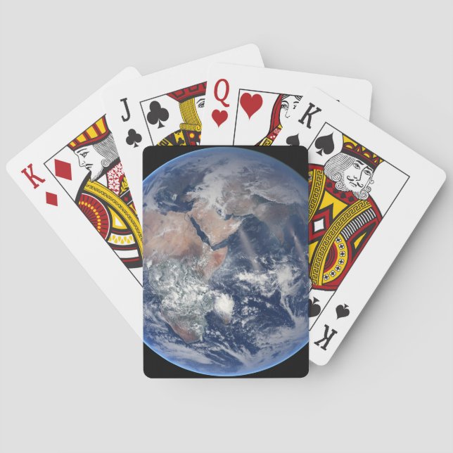 Die östliche Hemisphäre auf der Erde. Spielkarten (Rückseite)