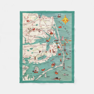 Die Outer Banks Karte Fleecedecke