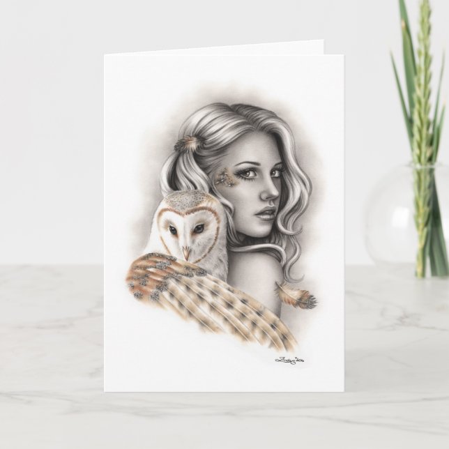 Die Owls Girl Grußkarte Karte (Vorderseite)