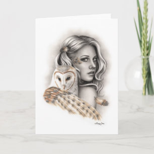 Die Owls Girl Grußkarte Karte