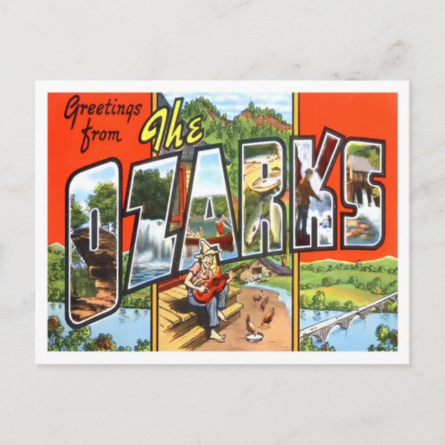 Die Ozarks-Vintage Postkarte der großen Buchstaben (Vorderseite)
