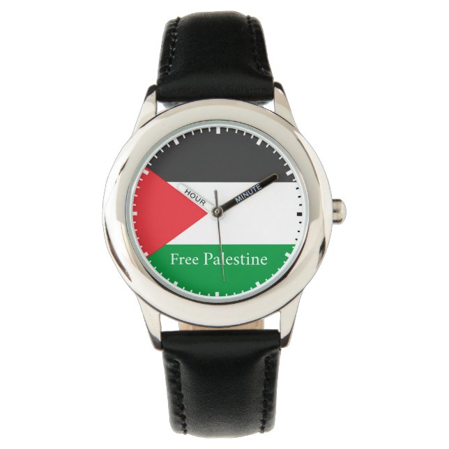 Die palästinensische Flagge - Free Palestine Round Armbanduhr (Vorderseite)