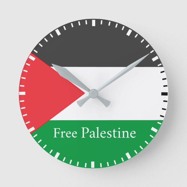 Die palästinensische Flagge - Free Palestine Round Runde Wanduhr (Vorderseite)