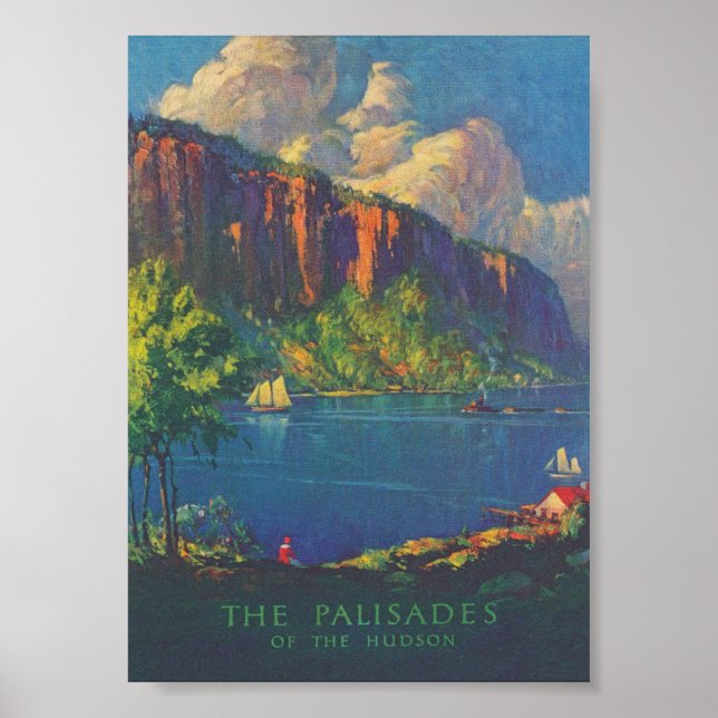Die Palisaden des Hudson Vintage Travel Poster (Vorne)