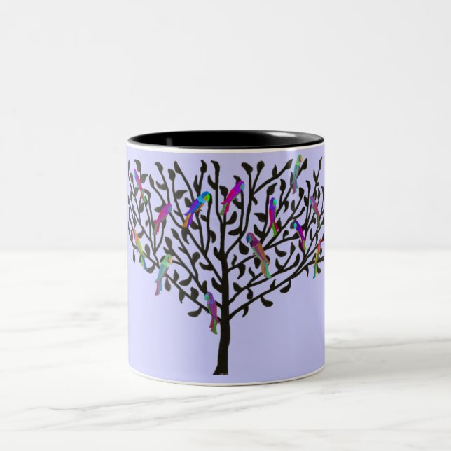 Die Papageien-Baum-Tasse Zweifarbige Tasse (Mittel)