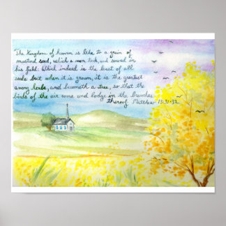 Die Parabel der Senfpflanze Aquarell Print Poster