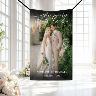 DIE PARTY BEGINNT HIER! Foto Hochzeitsbanner Banner