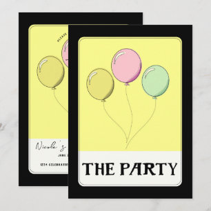 DIE PARTY Gelbe Tarot-Style-Geburtstagsballons Einladung