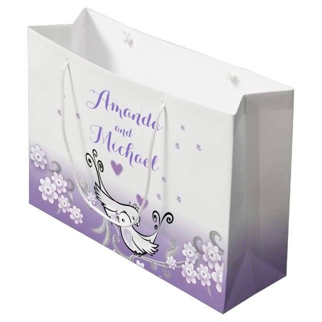 Die PastellLiebevögel, die großes glattes Geschenk Große Geschenktüte (Vorderseite Schrägansicht)