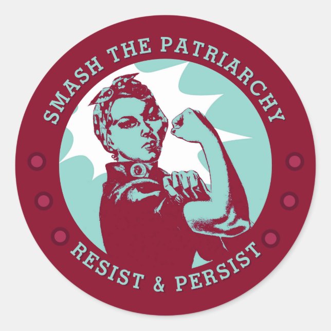 Die Patriarchie Rosie, der Riveter Red Runder Aufkleber (Vorderseite)