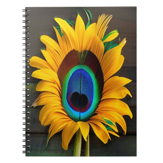 Die Peacock Sun Feather-Blume Notizblock (Vorderseite)