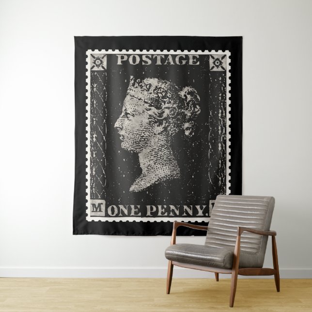 Die Penny Black Postage-Briefmarke Wandteppich (Beispiel)