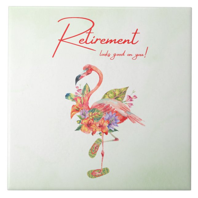 Die Pensionierung steht dir gut! Tropical Flamingo Fliese (Vorderseite)