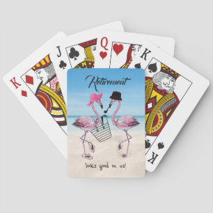 Die Pensionierung steht uns gut! Flamingo am Stran Spielkarten