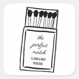 Die perfekte Match Doodle Matchbook-Gastgeschenk H Quadratischer Aufkleber