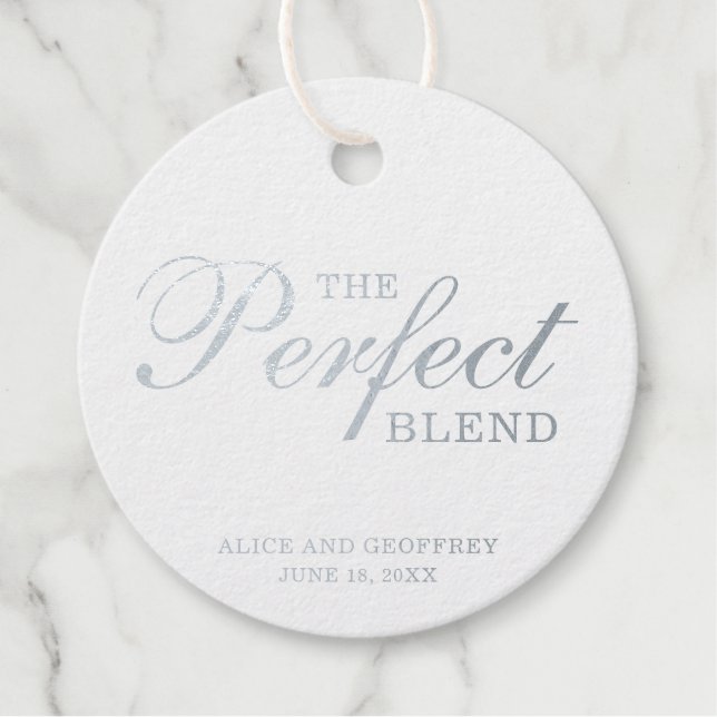 Die perfekte Mischung aus elegantem Hochzeitssilbe Geschenkanhänger (Vorderseite)