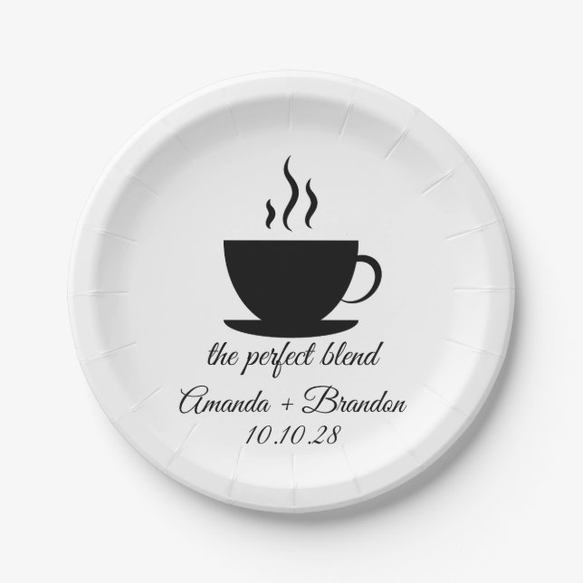 Die perfekte Mischung aus heißem Kaffee Pappteller (Vorderseite)